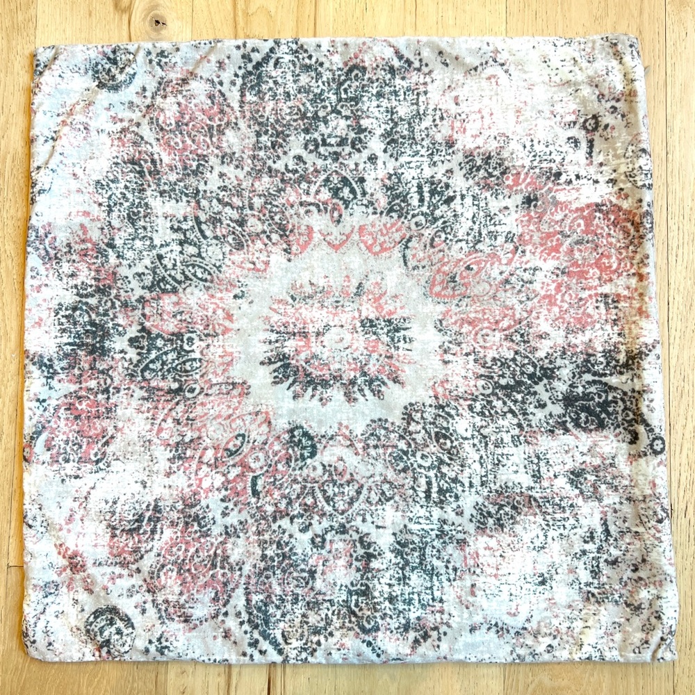 West Elm Distressed Velvet Ornament Pillow Cover 20"x 20" Vintage Textured Boho